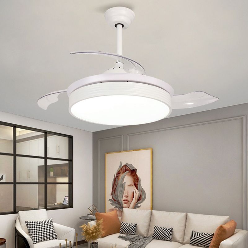 Metal LED Ceiling Fan in Black / White / Nickel Modern Fan Lighting Fixture