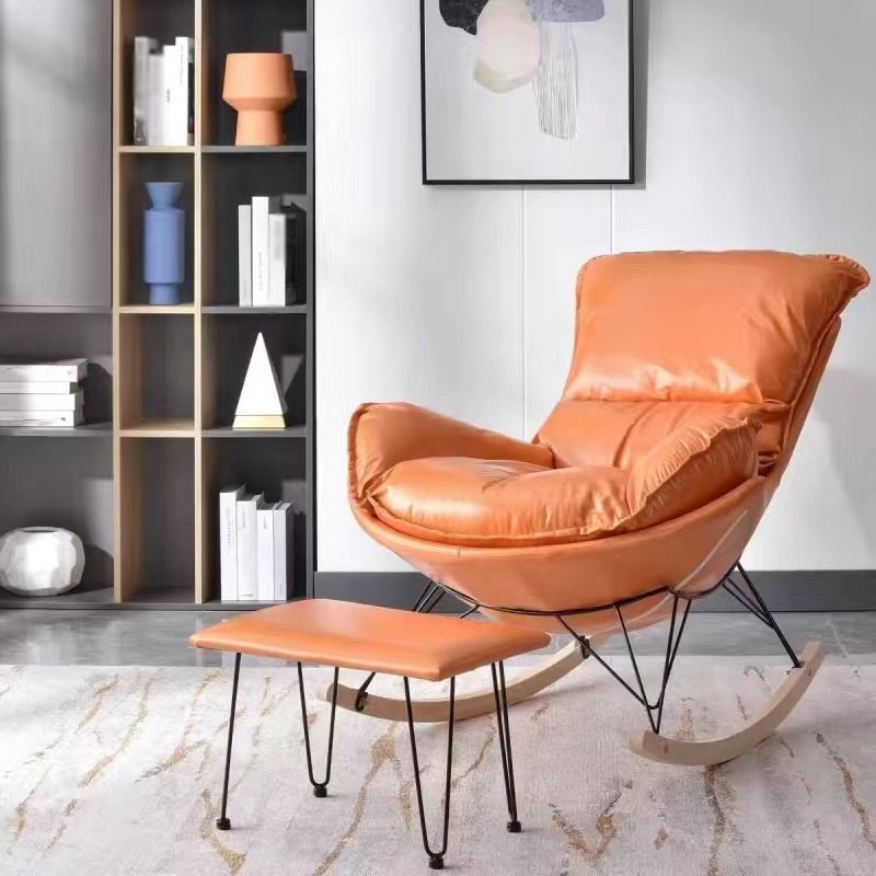 Contemporary Rocking Chair Metal Frame Wing Chair Back Indoor Rocking Chair