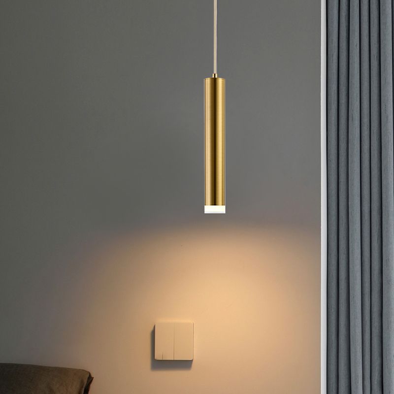 Nordic Style Metal Pendant Light Cylinder Shape Hanging Pendant for Bedroom