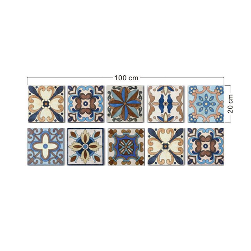 Bohemia Floral Pattern Wallpaper Panels Blue Baroque Tiles Wall Covering, Easy Peel off