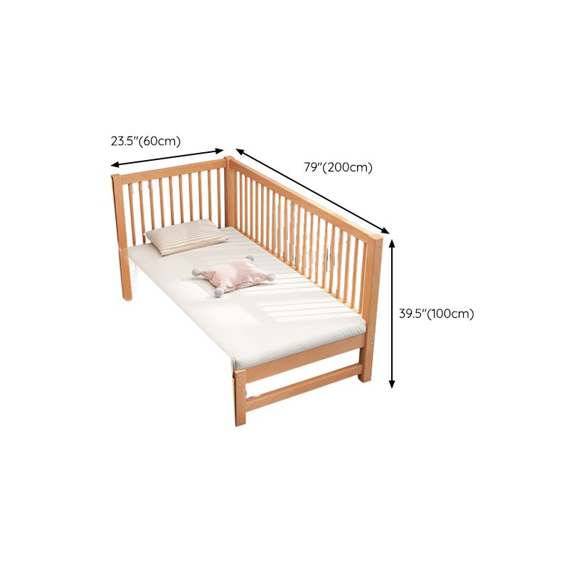 Traditional Nursery Bed Beech Washed Natural with Guardrail Wood Baby Crib