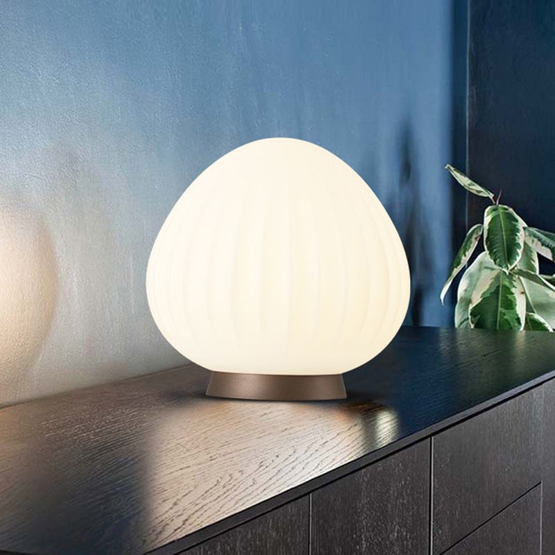 Peach Shaped Night Table Light Modernist Acrylic 1 Light White Night Lamp for Bedside