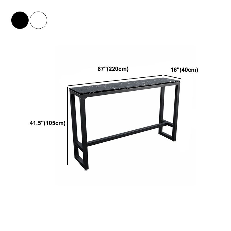 Stone Bar Dining Table Modern Rectangle Bar Table with Trestle Pedestal for Dining Room