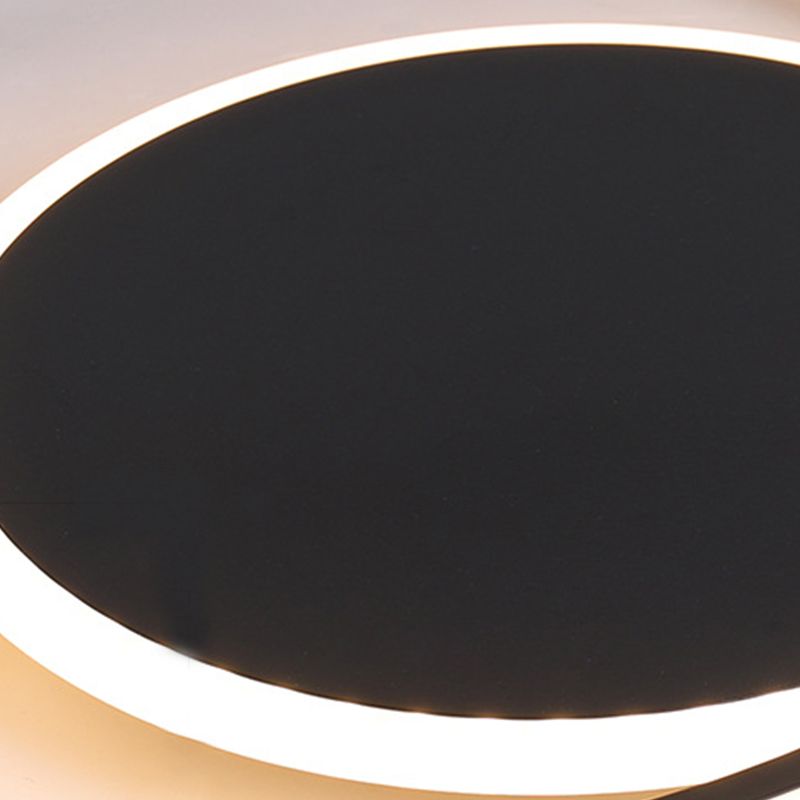 Black Orbit Ceiling Mount Light Simplicity 16"/19.5" Dia LED Slim Acrylic Flush Lighting in Warm/White Light