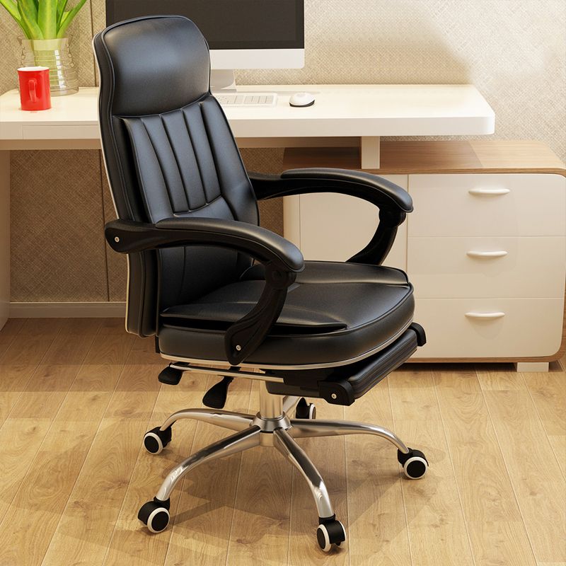 Modern Pillow Included Chair High-Back Leather Desk Chair with Wheels