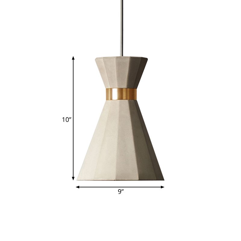 Geometric Pendant Light Nordic Cement 1 Light Grey Hanging Ceiling Light, 9"/10" Wide