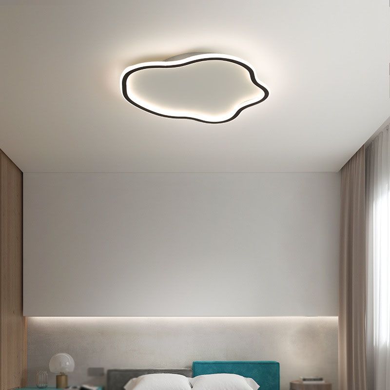 Single Black/White Modern Flush Mount Lighting Unique Ceiling Light for Bedroom