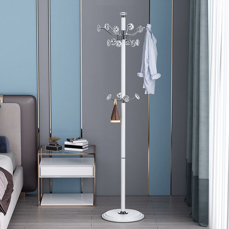 Contemporary Coat Rack Free Standing Coat Hook Metal Hall Stand with Round Base