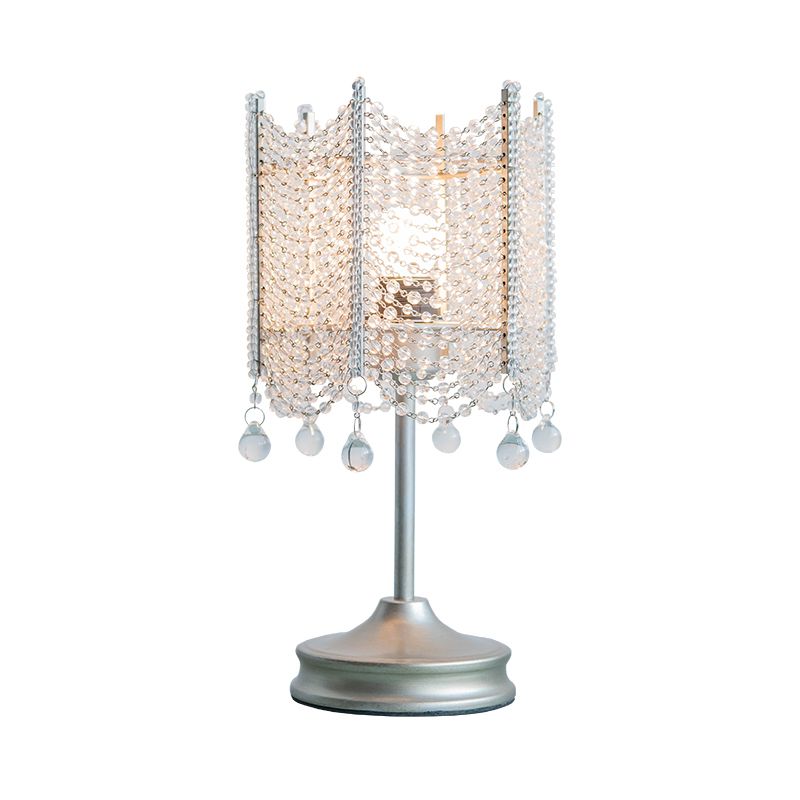 Luce da tavolo perline Modernista cristallo smusso 1 lampada da scrivania oro/argento, 5,5 "/7" di larghezza