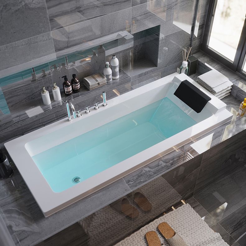 Acrylic White Rectangular Bath Modern Drop-in Soaking Bathtub