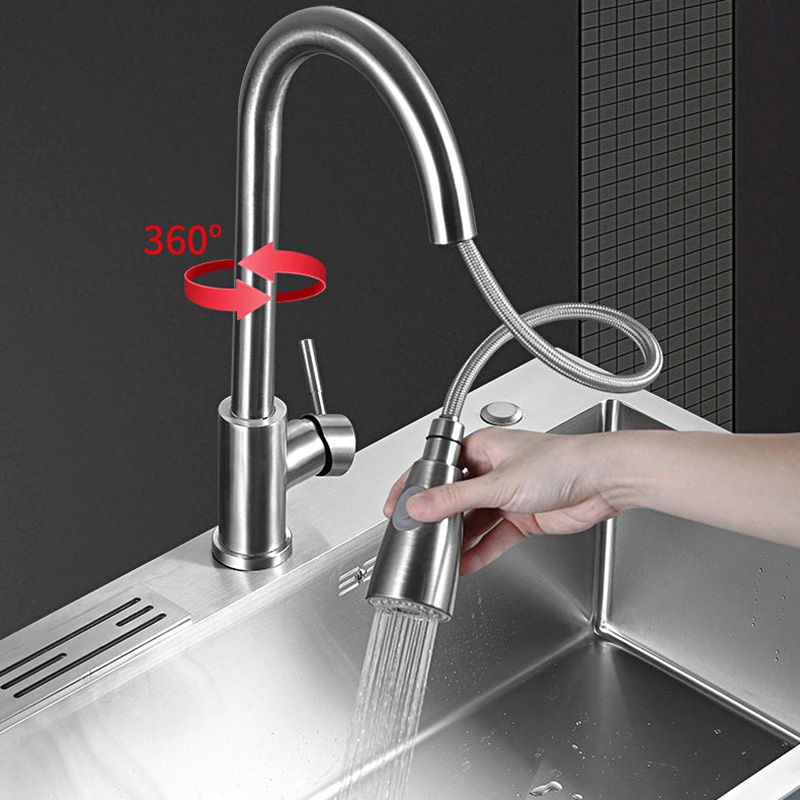 Contemporary Stainless Steel Kitchen Sink with Faucet Single Bowl Sink