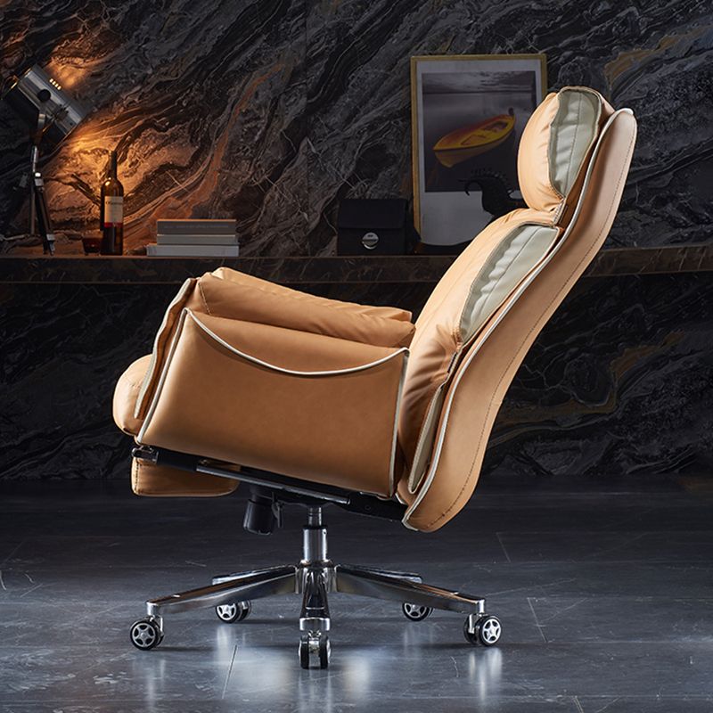 Faux Leather Executive Chair Modern High Back Padded Arms Office Chair