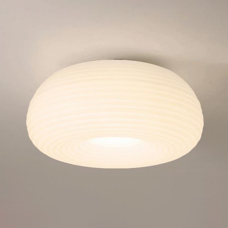 LED Modern Metal Flush Mount Circle Shape Ceiling Light with Plastic Shade for Living Room