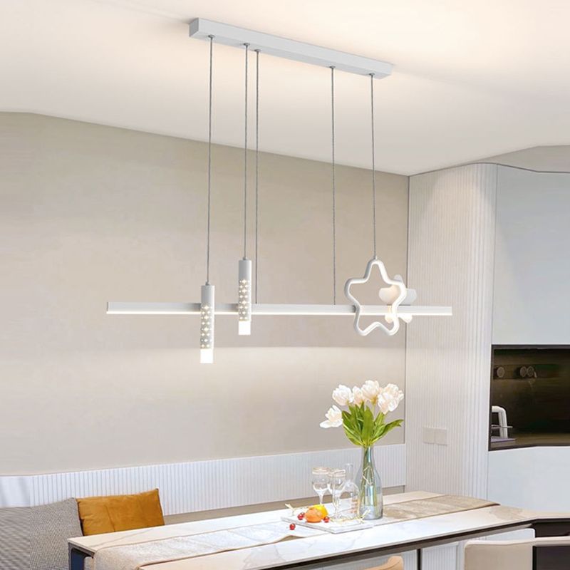 4-Light Modern White/Black Kitchen Island Lighting LED Ceiling Light for Bedroom