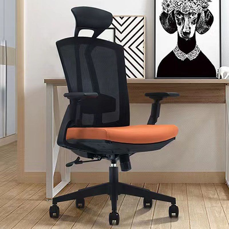 Modern Desk Chair Mesh Computer Chair in Black/Orange High-Back Chair with Wheels