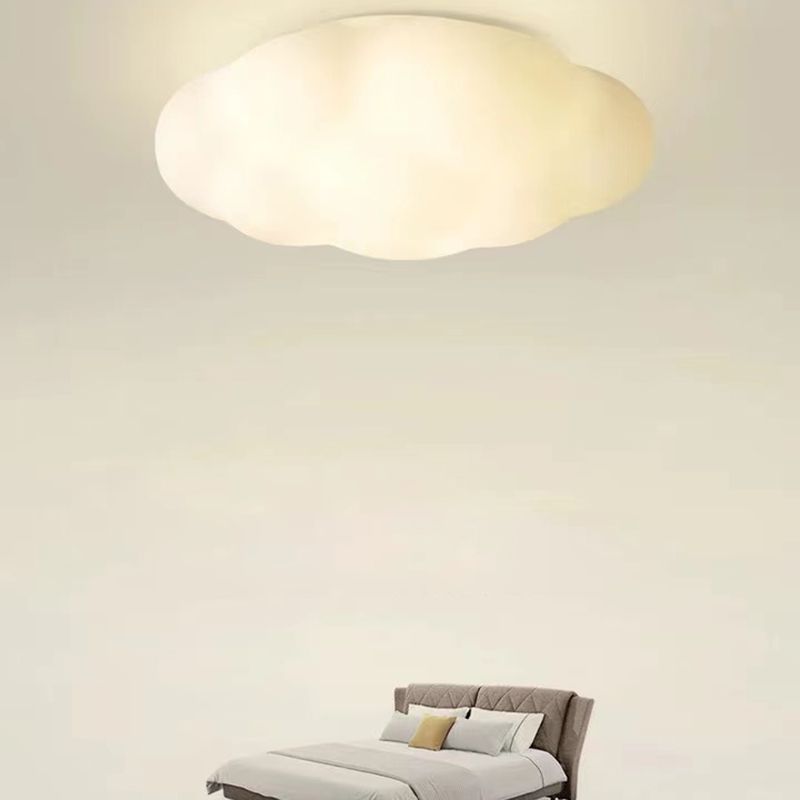 LED Modern Metal Flush Mount Cloud Shape Ceiling Light with Plastic Shade for Living Room