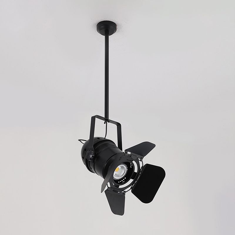 Black 1 Light Spotlight Art Déco Metallic Caméra en forme de suspension suspendue pour le café