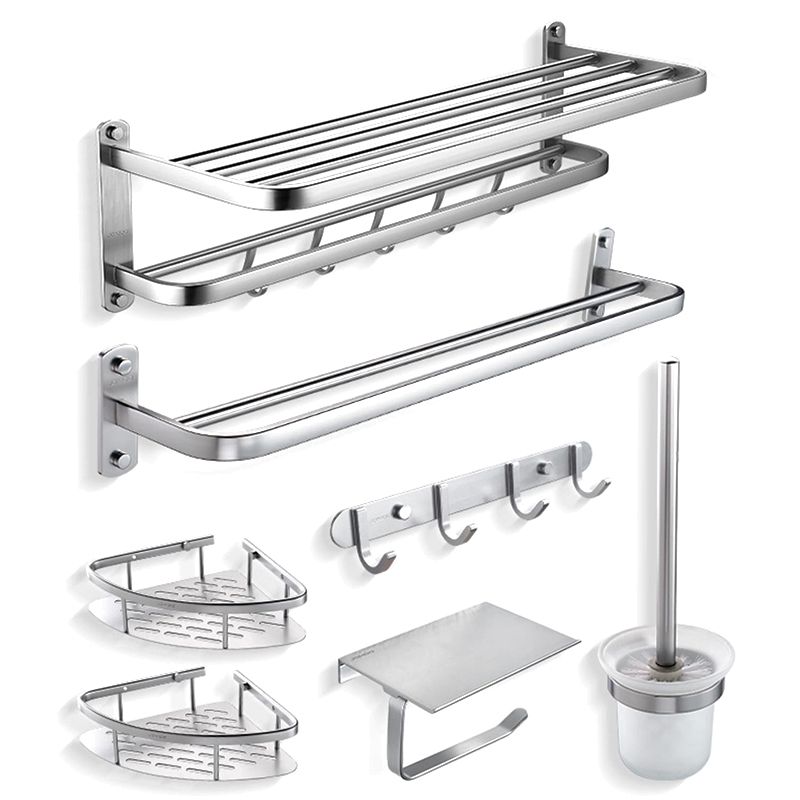 7-Piece Modern Bathroom Accessory Set with Bathe Shelf/Towel Bar/Paper Holder & Robe Hook