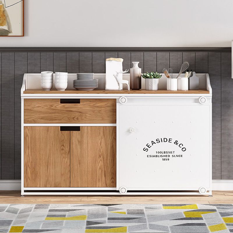 1 Drawer Sideboard Table 3 Door Engineered Wood Credenza with Sliding Door