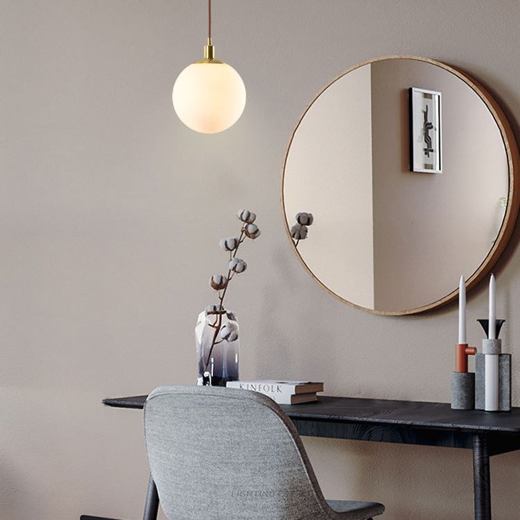 1 leichte kugelförmige Anhängerlampe moderne minimalistische Opalglashängelampe für Wohnzimmer