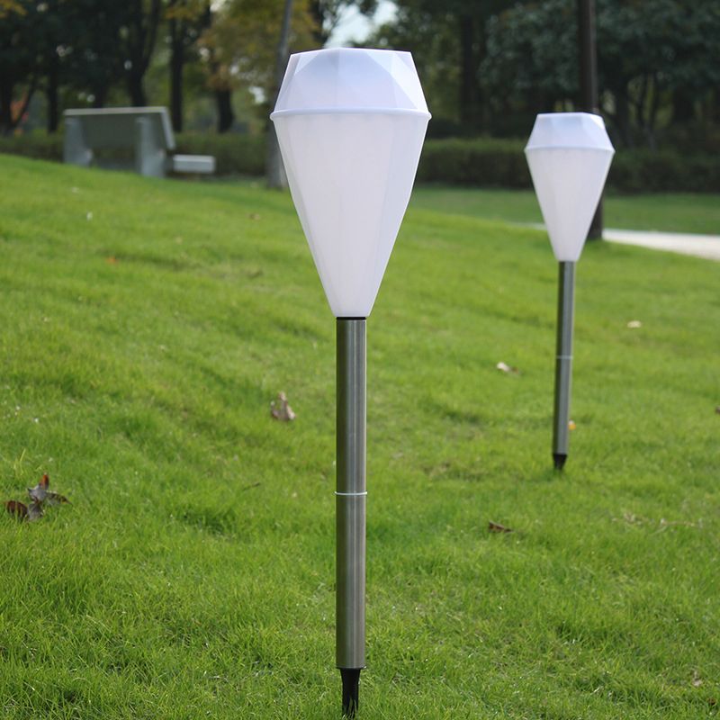 Plastic Diamond Solar Ground Lighting Contemporary White LED Landscape Light for Pathway