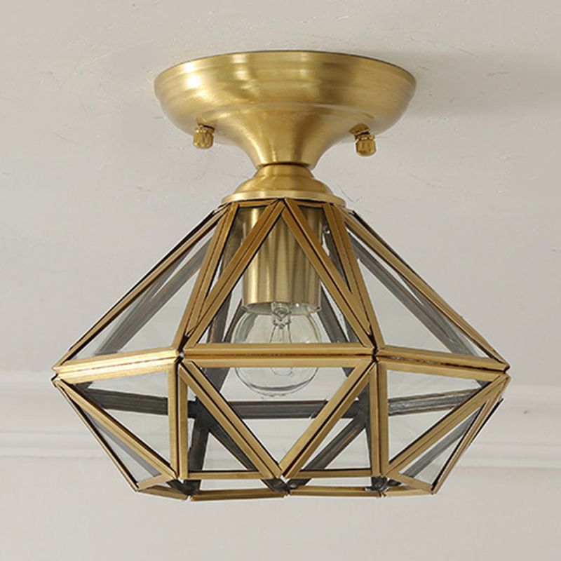 Diamond Shape Ceiling Lighting Modern Glass Flush Mount Fixture for Hallway