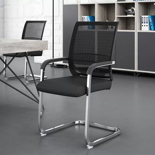 No Wheels Modern Office Chair CorLiving Workspace in Black Mesh Chair