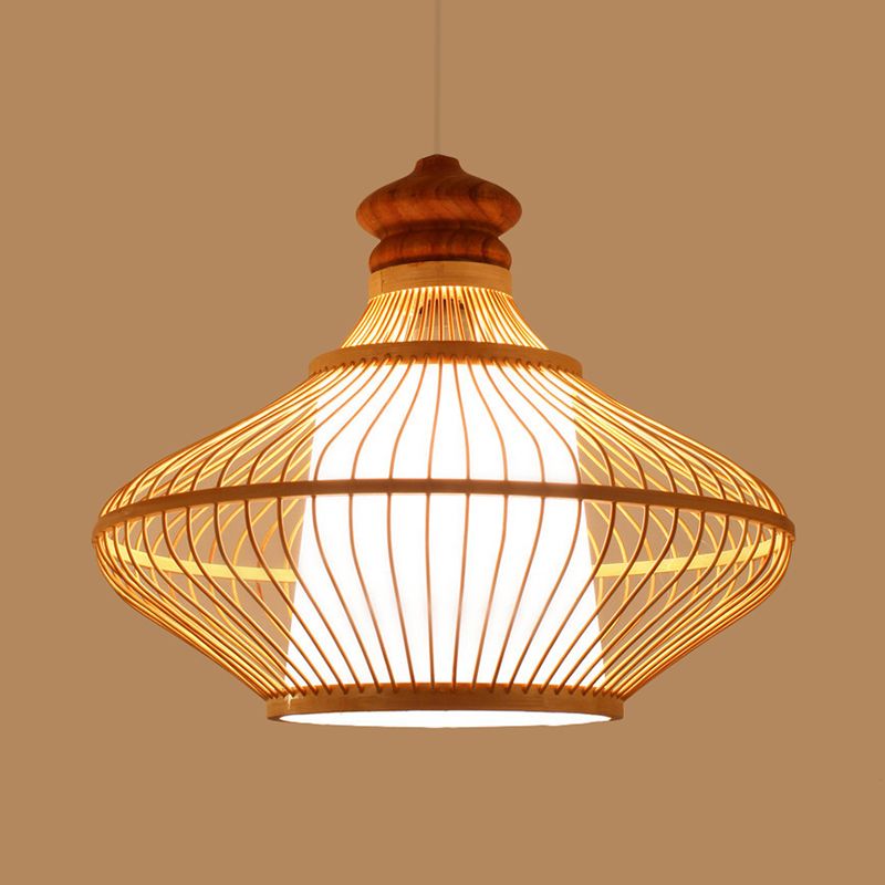 Bamboo Shade en larme en larmes LAMPE PROSIBLE 1 LUMIÈRE PENDANT BEIGE LUMINE POUR FOYER