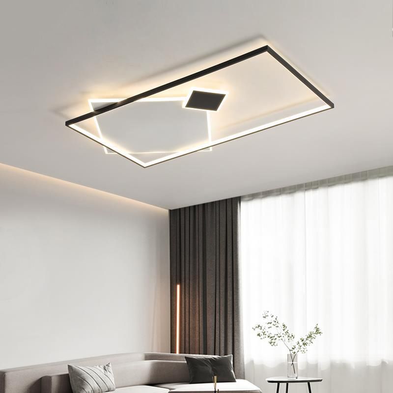 Interior LED Square Flush Mount Light Contemporary Metal Ceiling Flush in Black