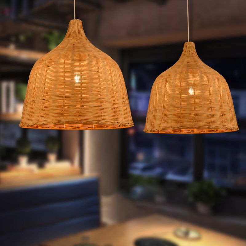 Bell Pendant Light Aymture Asia Rattan suspendu suspendu pour le restaurant