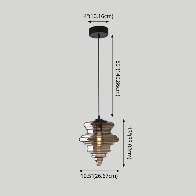 1 Spool a forma di bobina a forma di piena a sospensione Lampada sospesa in vetro retrò per il ristorante