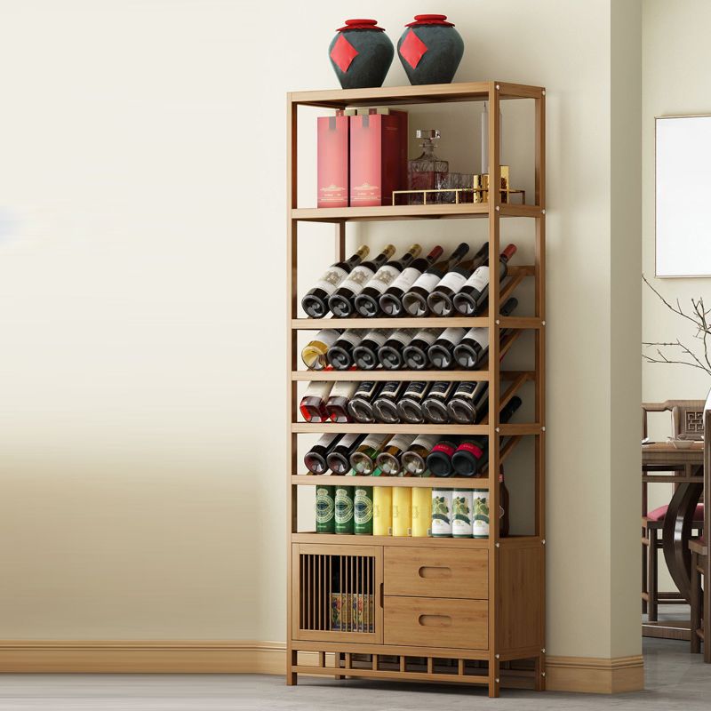 Mid-Century Modern Wood Bottle Holder Floor Wine Bottle Rack for Living Room