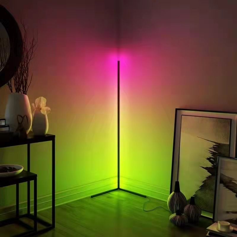 Remote Control RGB Floor Light Simplicity Metal Bar Shape LED Standing Lamp