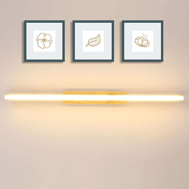 Madera de tocador lineal mate de pared estilo moderno 1 accesorios de iluminación de tocador de luz