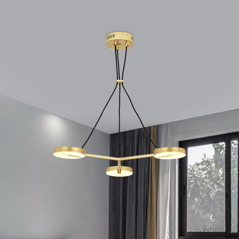 Rounded Chandelier Lighting Modernism Metal LED Gold Hanging Light Fixture for Living Room