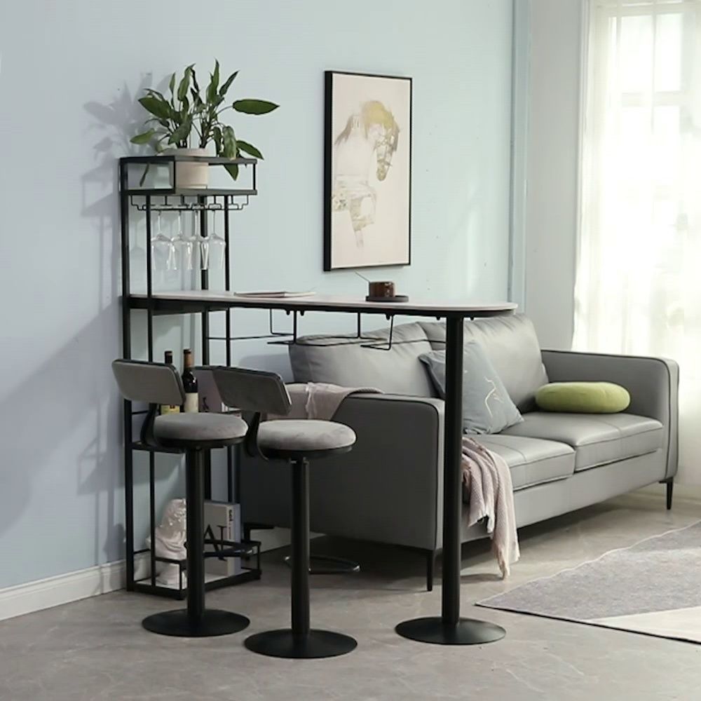 Contemporary Style Stone Bar Counter Table Metal Bar Counter Table