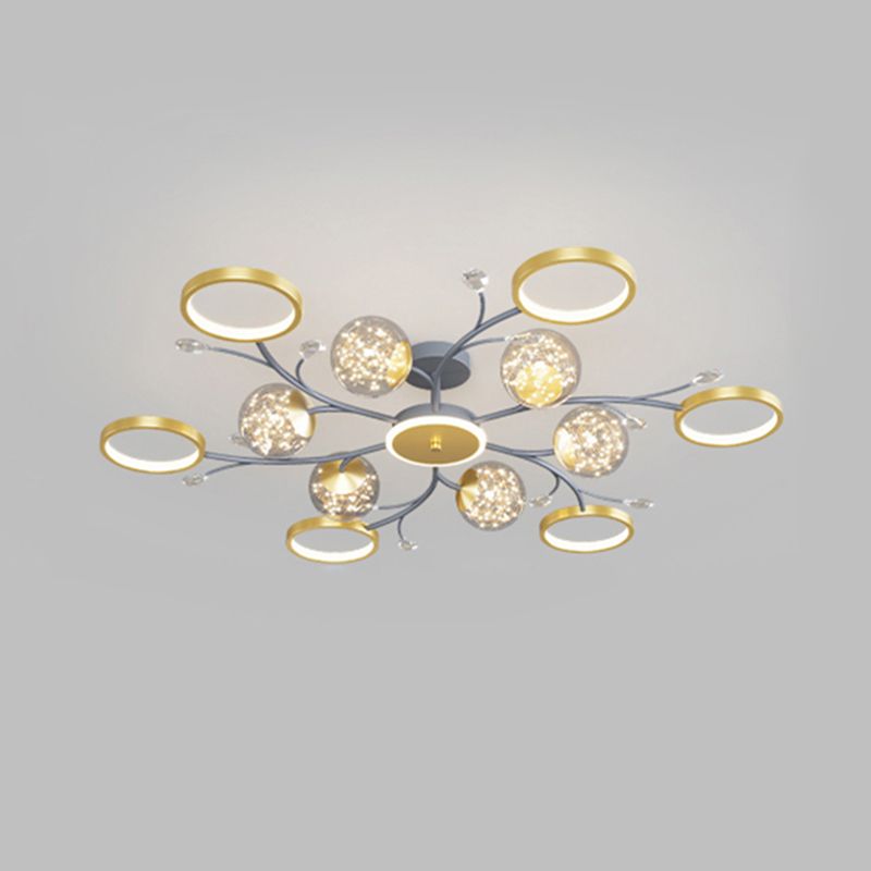 Blue Sputnik Flush Mount Ceiling Light Modern Glass Flush Light for Living Room