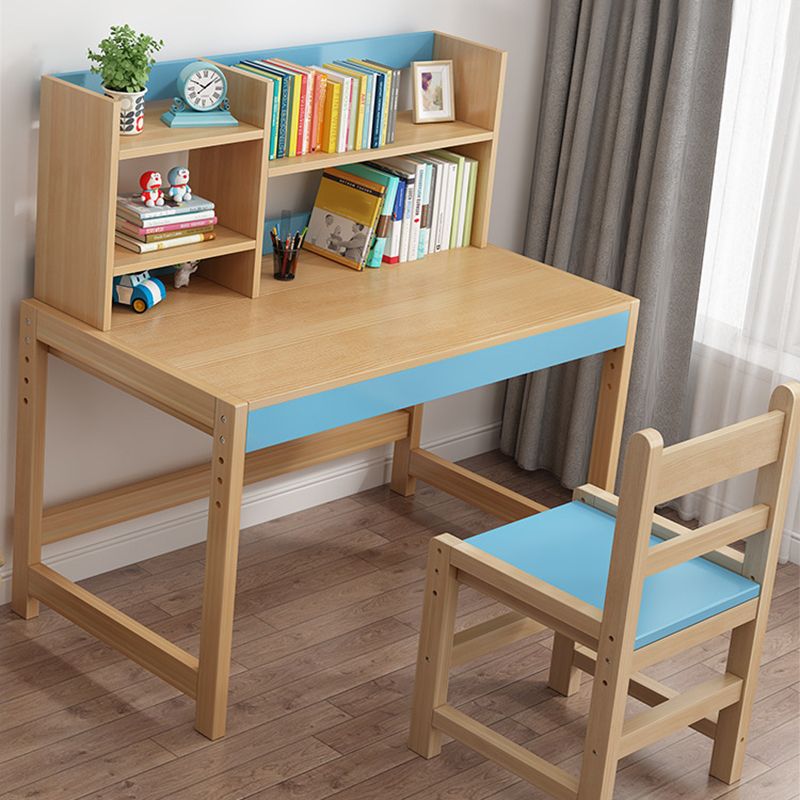 Modern Natural Children's Desk with Storage Shelves and 2 Drawers