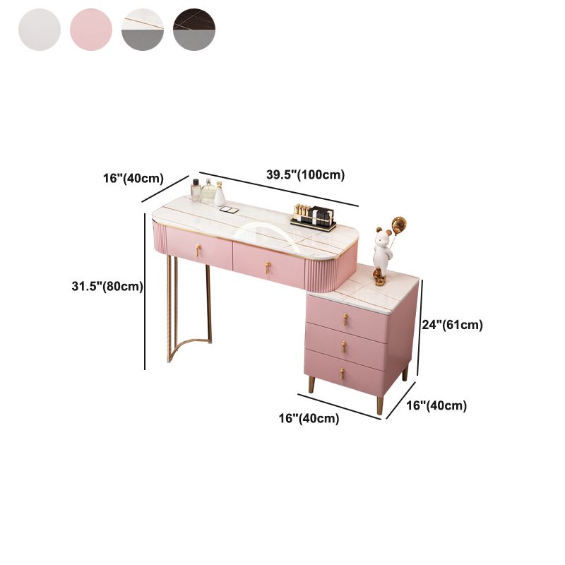Stone Top Makeup Vanity Desk Table Metal and Engineered Wood Dresser