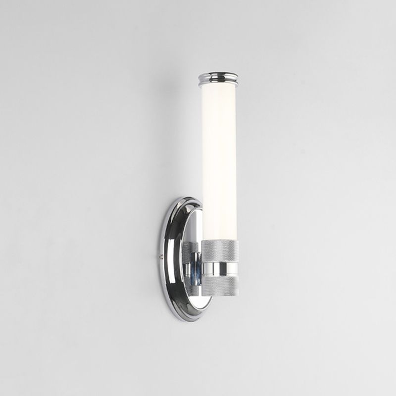 Cylinder LED 1 - Light Bath Bar in Chrome Metal and Acrylic Bathroom Vanity Light