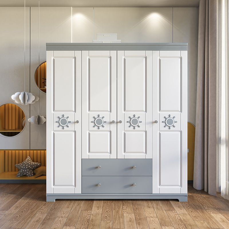 Contemporary Style Wardrobe Armoire Wood Wardrobe Closet With Doors and Drawers