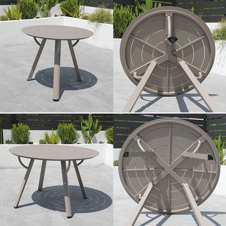 Gray Water Resistant Patio Table Contemporary UV Resistant Dining Table