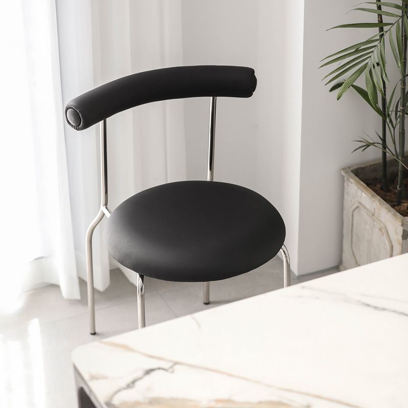 Contemporary PU Leather Side Chair Open Back Stackable Dining Side Chair