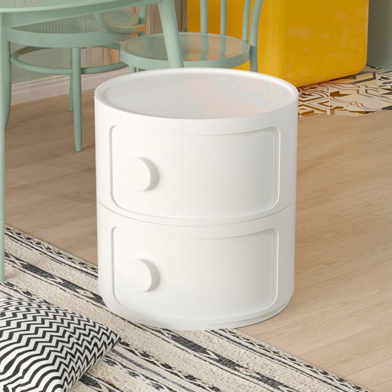 Contemporary Storage Accent Table Nightstand Round Nightstand with Cabinets