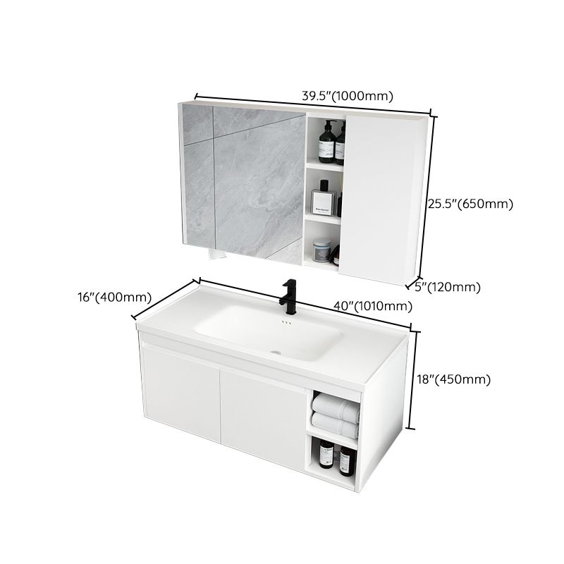 Mid Century Modern Bathroom Sink Vanity Wall Mount Bathroom Vanity with Mirror