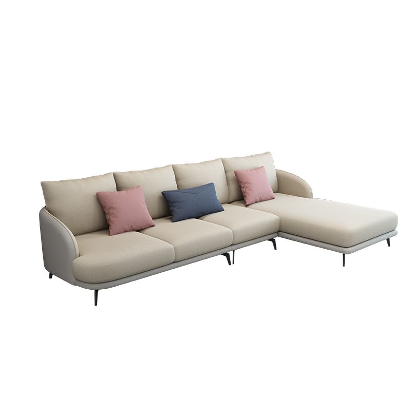 126"L √ó 67"W Faux Leather Sofa and Chaise Cushion Back Sectional with Sloped Arms