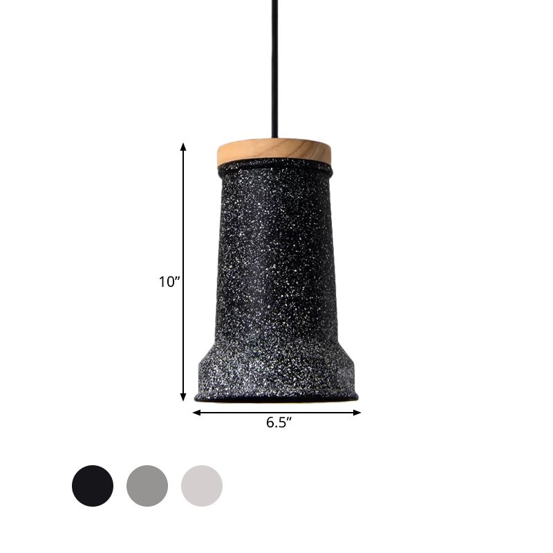 Black/Grey/White Cylinder Hanging Light Industrial Cement 1-Head Restaurant Pendant Lamp Fixture