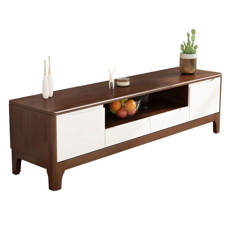 Scandinavian Open Shelf TV Console 2-Cabinet TV Stand with Soft Close Drawers