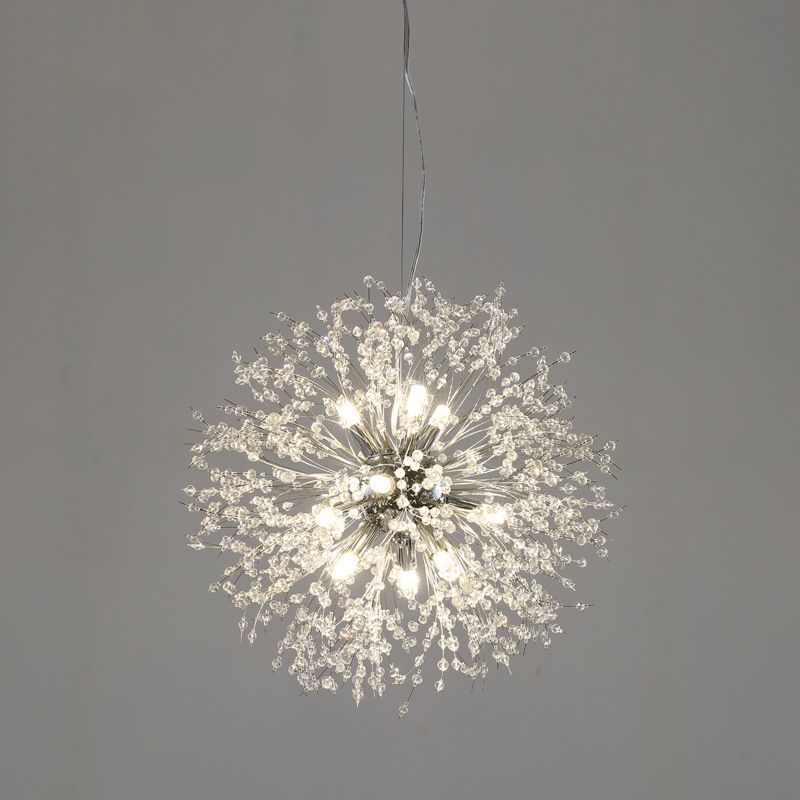 Simple Crystal Pendant Lighting Fixture Modern Style Hanging Chandelier for Living Room