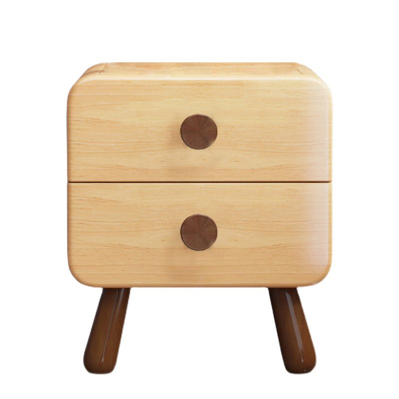 Natural Kids Bedside Table Modern Minimalist End Table with Drawers